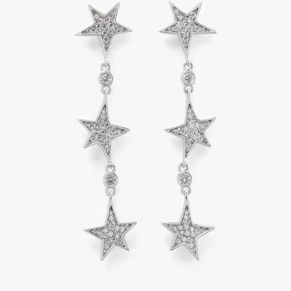 $128 KATE SPADE You’re A Star Linear Earrings NEW Silver Tone Cubic Zirconia